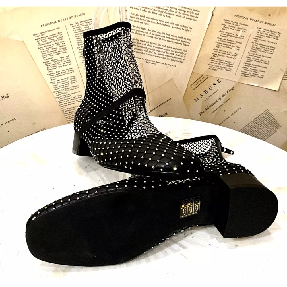 Free People Jeffrey Campbell Magic Hour Mesh Heels Black Jewels Back Zipper - Picture 8 of 11